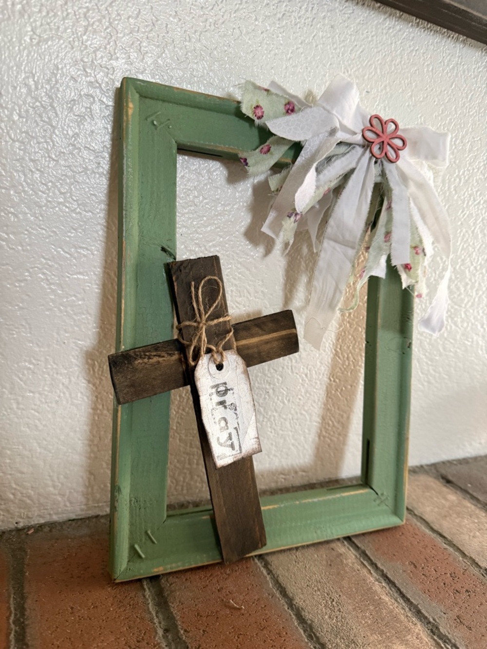 Handmade frame with wood cross